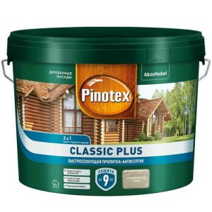 Пропитка-антисептик для древесины Pinotex Classic Plus 3 в 1 Скандинавский серый 9 л