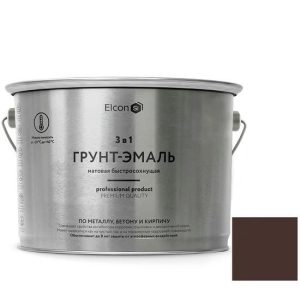 Грунт-эмаль по ржавчине Elcon 3 в 1 матовая Ral 8019 темно-коричневая 10 кг