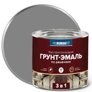 Грунт-эмаль алкидная PROREMONTT 3в1 по ржавчине быстросохнущая 1,7кг серая