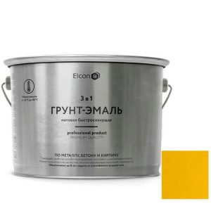 Грунт-эмаль по ржавчине Elcon 3 в 1 матовая Ral 1023 жёлтая 2 кг