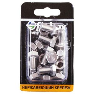 Болт DIN933 М8x16 с гайкой нерж сталь 10шт