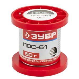 ЗУБР 50 г, ПОС 61 проволока, 1,5 мм, припой