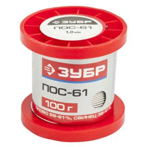 ЗУБР 100 г, ПОС 61 проволока, 1 мм, припой