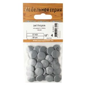 Заглушка на шуруп-стяжку 7мм HEX пластик серый 50шт