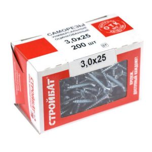 Саморезы универсальные оцинкованные ШУц 3,0х25мм, потайная голова, 200шт