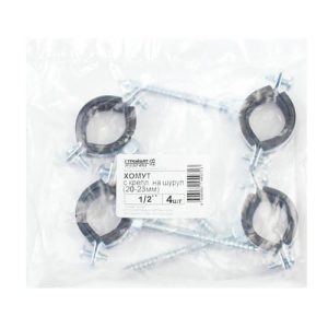 Хомут с крепл. на шуруп 1/2" (20-23 мм) (белый цинк 4 шт)