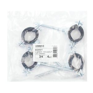 Хомут с крепл. на шуруп 3/4" (25-28 мм) (белый цинк 4 шт)
