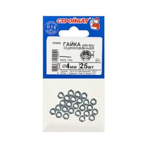 Гайка шестигранная DIN 934 М4, 25шт, цинк