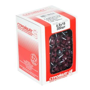 Саморезы кровельные с буром 4,8х19 тем. красные (300 шт)