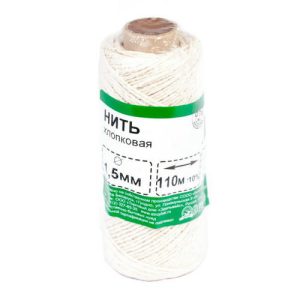 Нить хлопковая крученая с ПЭ 1,5 мм ( 110 м)