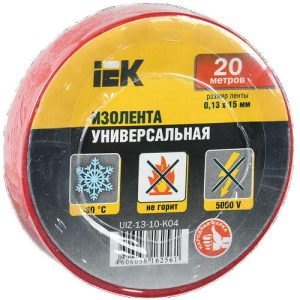 Изолента ПВХ IEK UIZ-13-10-K04 0,13х15мм 20м красная