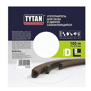Уплотнитель "TYTAN" (D - профиль), белый, 100м x 9мм x 7.5мм