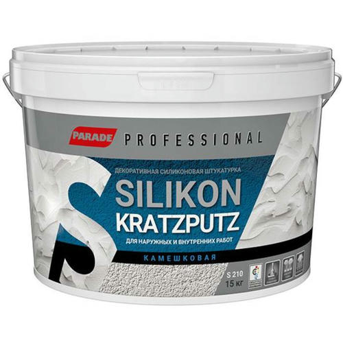 Штукатурка декоративная акриловая Parade Professional Silikon Kratzputz S210 камешковая К1,5 15 кг