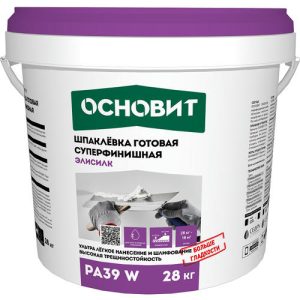 Шпаклевка готовая суперфинишная Основит Элисилк PA39 W супербелая 28 кг