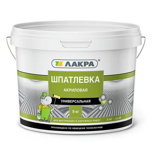 Шпатлевка акриловая универсальная Лакра для внутренних и наружных работ 9 кг