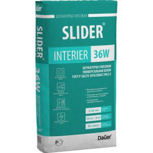 Штукатурка гипсовая Dauer Slider Interier 36 W белая универсальная 30 кг