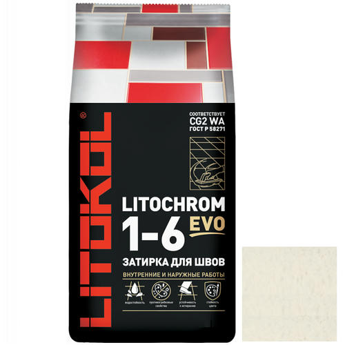 Затирка цементная для швов Litokol Litochrom 1-6 Evo LE.205 Жасмин 25 кг
