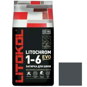 Затирка цементная для швов Litokol Litochrom 1-6 Evo LE.140 мокрый асфальт 25 кг
