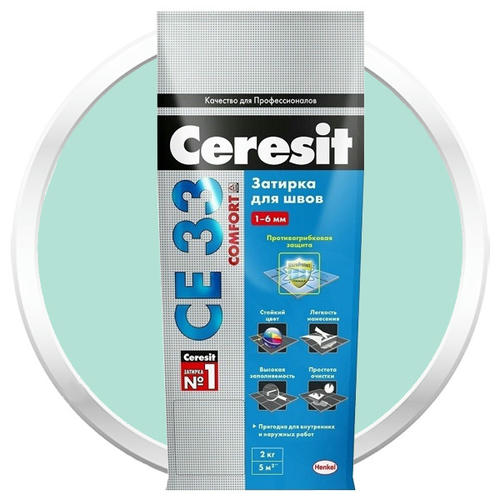 Затирка цементная для узких швов Ceresit СЕ33 Comfort Мята 2 кг