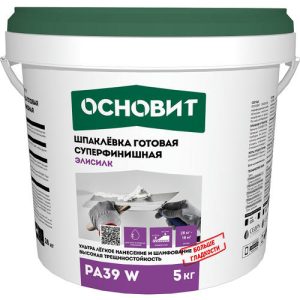 Шпаклевка готовая суперфинишная Основит Элисилк PA39 W супербелая 5 кг