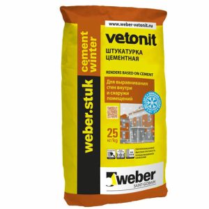Штукатурка цементная Weber Vetonit stuk cement winter (морозостойкая) серый 25кг