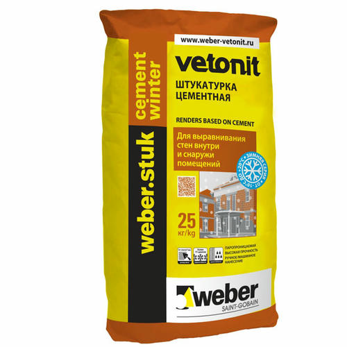 Штукатурка цементная Weber Vetonit stuk cement winter (морозостойкая) серый 25кг
