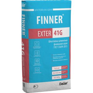 Шпатлевка цементная финишная Dauer Finner Exter 41 G серая 20 кг