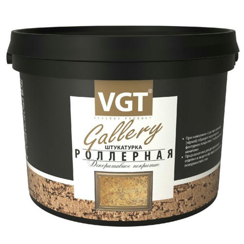 Штукатурка декоративная роллерная VGT Gallery с эффектом короеда крупнозернистая 18 кг