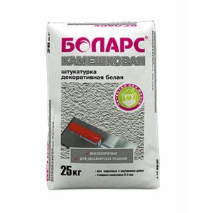 Декоративная штукатурка цементная Боларс Камешковая фр 1; 1,5; 2; 2,5 белый 25кг