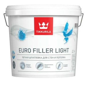 Шпатлевка финишная легкая Tikkurila Euro Filler Light для стен и потолков 2,7 л