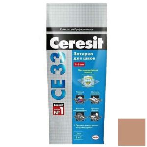 Затирка цементная для узких швов Ceresit CE 33 Super светло-коричневая 2 кг